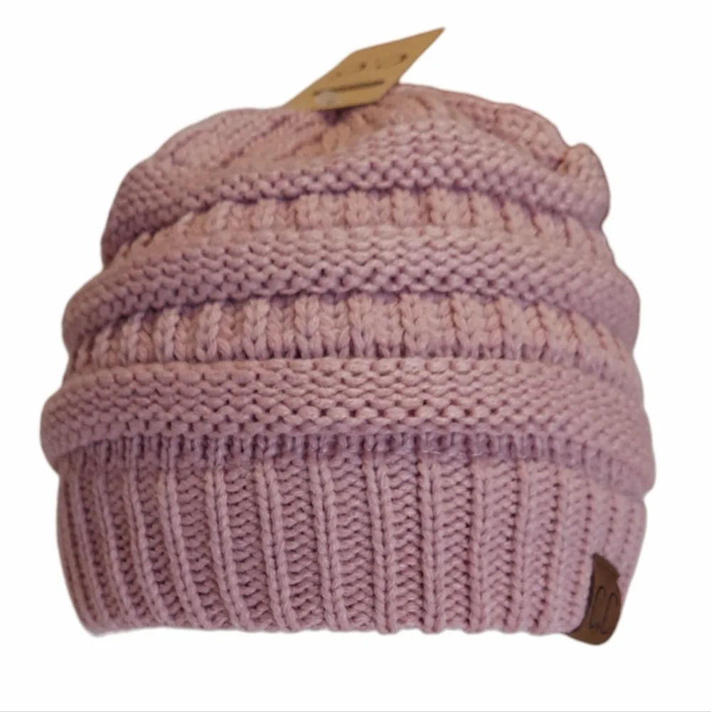C.C Beanie Hat Womens Cable Knit Hat Pink Warm Lined New Hat Warm Winter